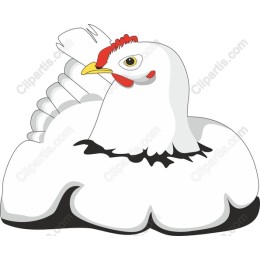 Cartoon Chicken on Cloud
