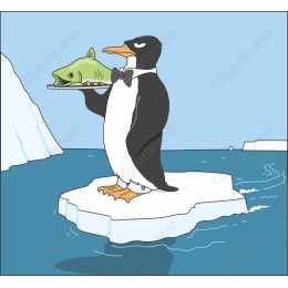 Whimsical Penguin on Iceberg