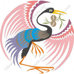 Elegant Heron with Olive Branches