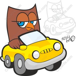 Cute Owl Driving Yellow Car