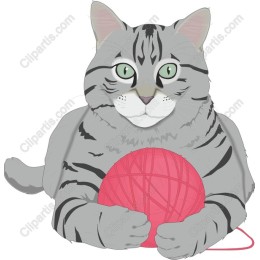 Adorable Grey Tabby Cat with Yarn