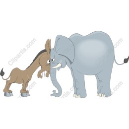 Whimsical Donkey vs Elephant