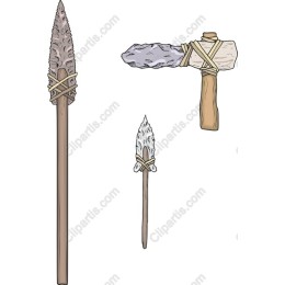 Primitive Tools Set: Spear and Stone Axe