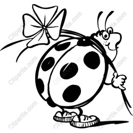 Cheerful Ladybug with Clover