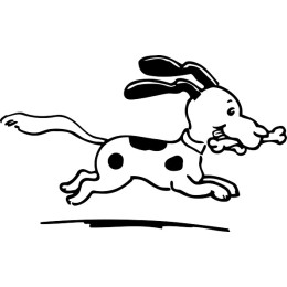 Playful Dog Running with Bone