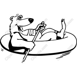 Joyful Bear in Inflatable Tube