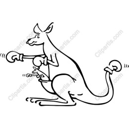 Playful Boxing Kangaroo with Joey