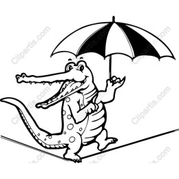 Whimsical Cartoon Crocodile with Umbrella