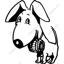 Playful Cartoon Dog with Tire