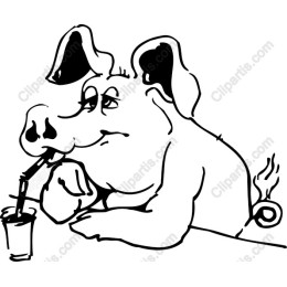 Whimsical Pig Drinking