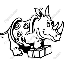 Whimsical Rhinoceros with Gift Box