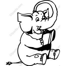 Charming Baby Elephant Reading