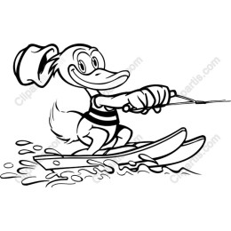 Cartoon Duck Waterskiing