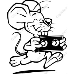 Cheerful Mouse with VHS Tape