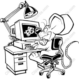 Cheerful Mouse Working at Computer