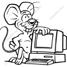 Cartoon Mouse with Computer