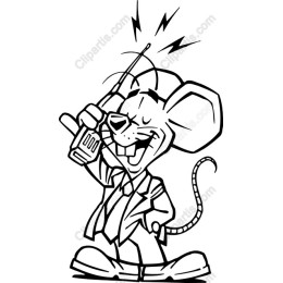 Cheerful Mouse with Walkie-Talkie