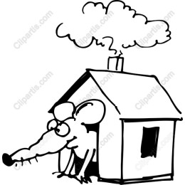 Whimsical Mouse Peeking from House