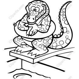 Playful Crocodile Relaxing on Dock