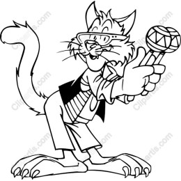 Whimsical Cartoon Cat with Microphone