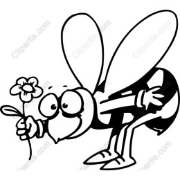Charming Cartoon Bee with Flower