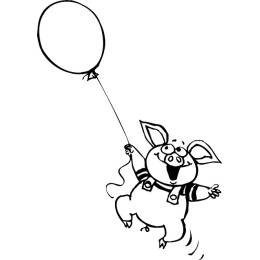 Cheerful Piglet with Balloon