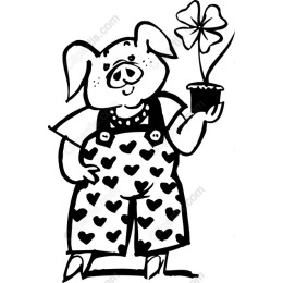 Charming Cartoon Pig with Flower