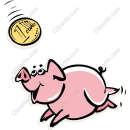 Playful Pig Chasing Euro Coin
