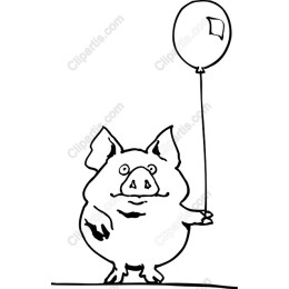 Whimsical Pig with Balloon