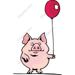 Whimsical Pig Holding Balloon