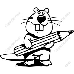 Cute Beaver Holding Pencil