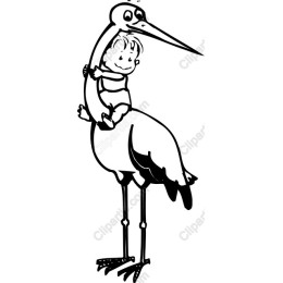 Whimsical Stork with Child