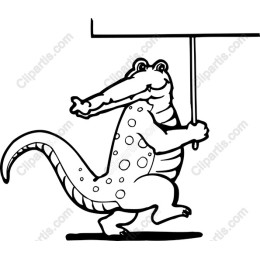 Cartoon Crocodile with Sign