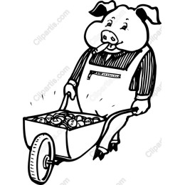 Whimsical Pig in Wheelbarrow