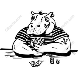 Playful Hippo Card Player