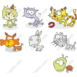 Whimsical Cartoon Animal Set