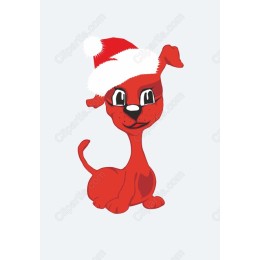 Cheerful Red Dog with Santa Hat
