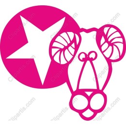 Vibrant Pink Ram Head with Star Emblem