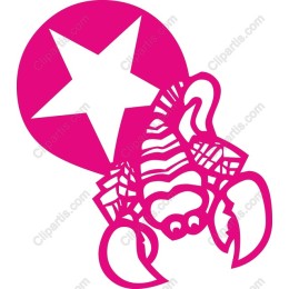 Stylized Pink Crab with Star Background