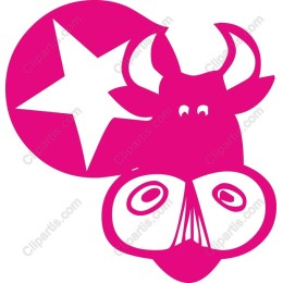 Cute Pink Cow with Star Background