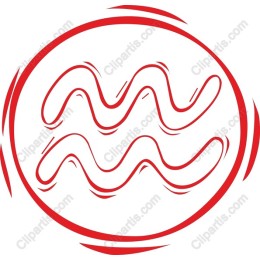 Aquarius Zodiac Symbol in Bold Red