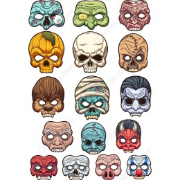 Creepy Masks Set - 16 Halloween in and