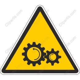 Caution Sign with Interlocking Gears
