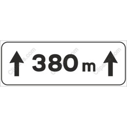 Directional Sign : 380 m with Upward Arrows