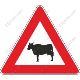 Triangular Cow Caution Sign