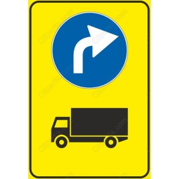 Right Turn Traffic Sign with Truck Icon