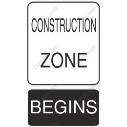 Construction Zone Begins Sign