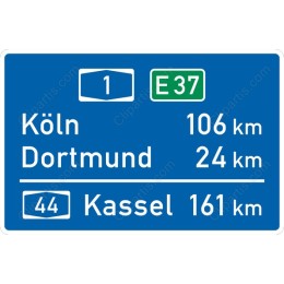 German Distance Road Sign