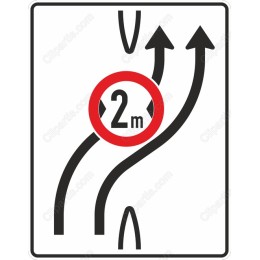 Diverging Road Traffic Sign with Distance Indicator