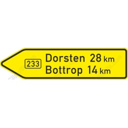 Directional Road Sign - Dorsten 28 km, Bottrop 14 km